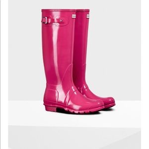 Hunter Original Tall Gloss Rain Boots- Bright Pink